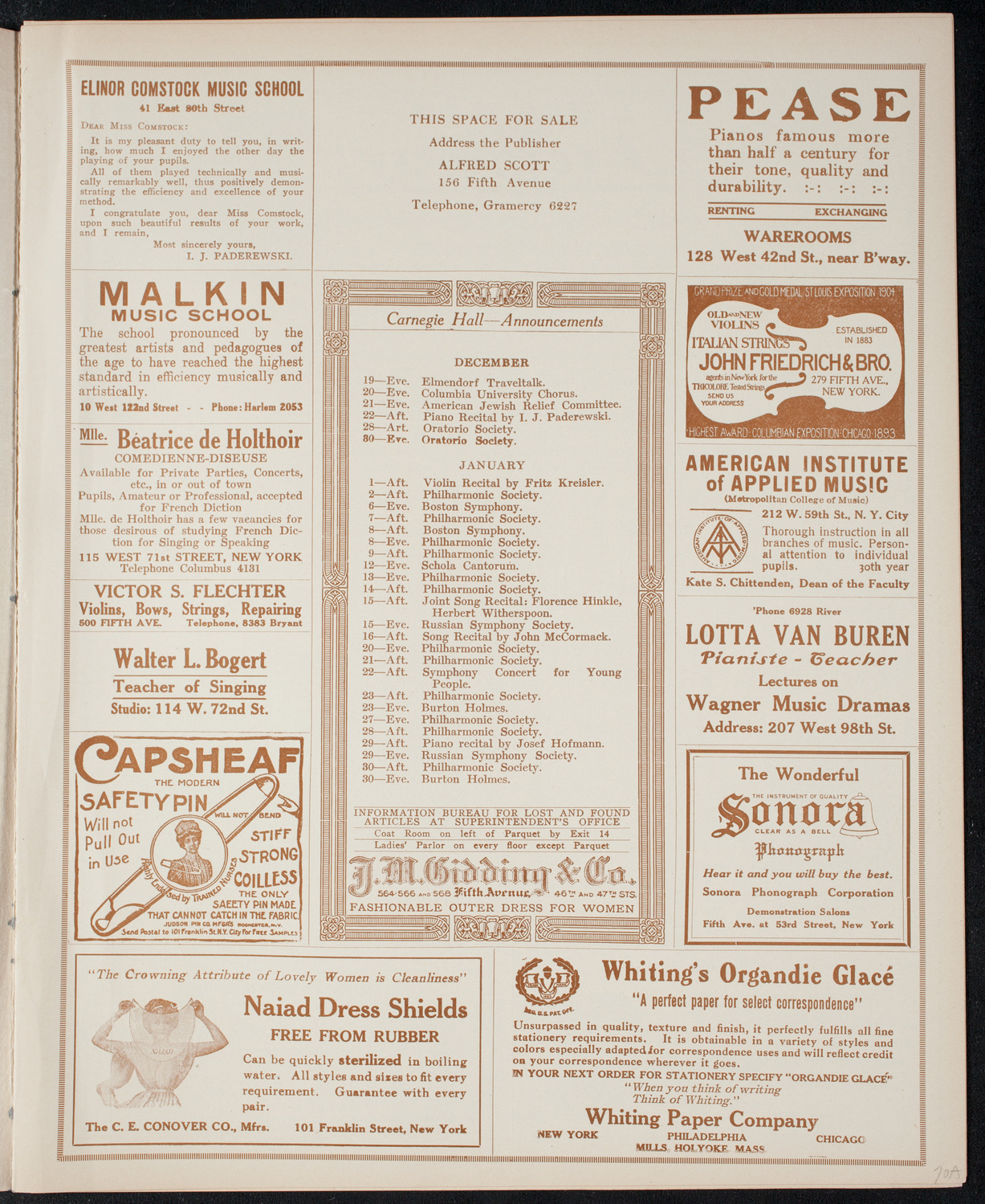 People's Symphony Concert, December 19, 1915, program page 3