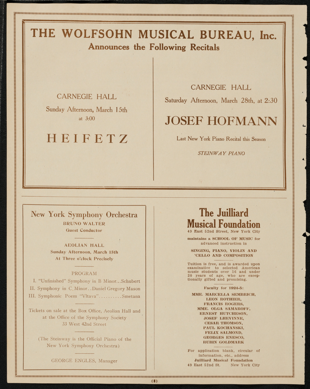 Boston Symphony Orchestra, March 12, 1925, program page 8