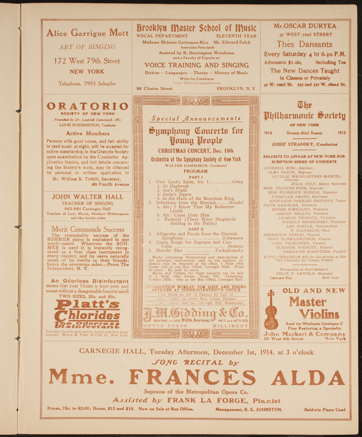 Leonard Borwick, Piano, November 24, 1914, program page 9