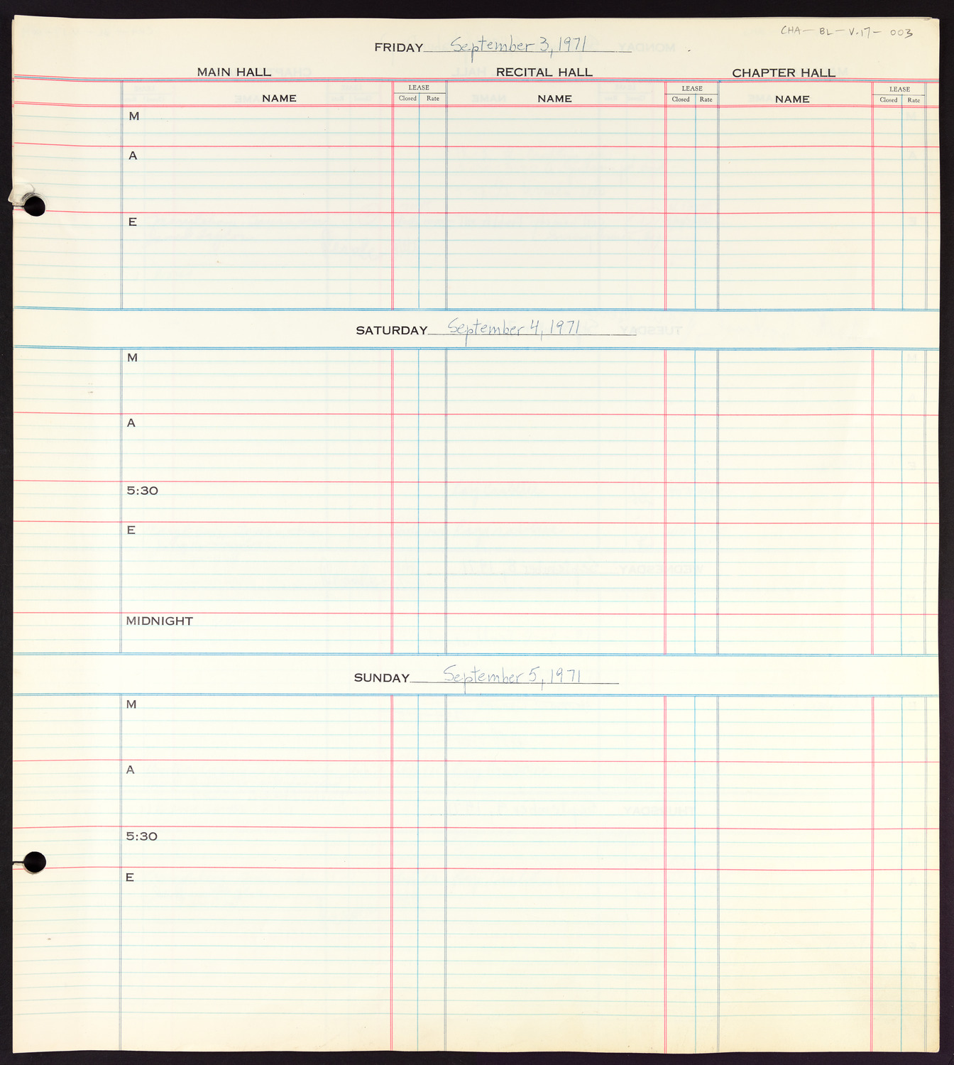 Carnegie Hall Booking Ledger, volume 17, page 3