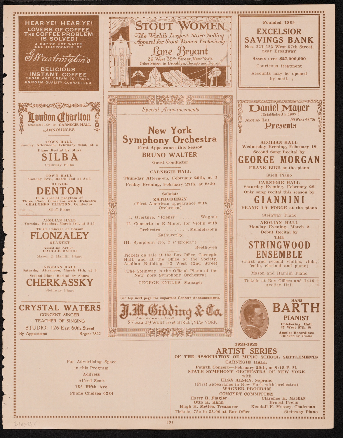 Greater New York Campaign for Palestine Foundation Fund Concert and Meeting, February 16, 1925, program page 9