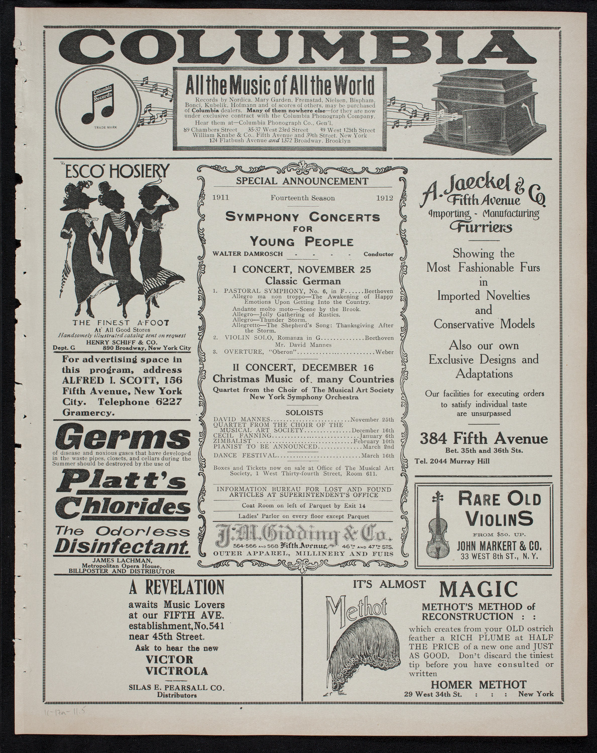 New York Philharmonic, November 17, 1911, program page 9