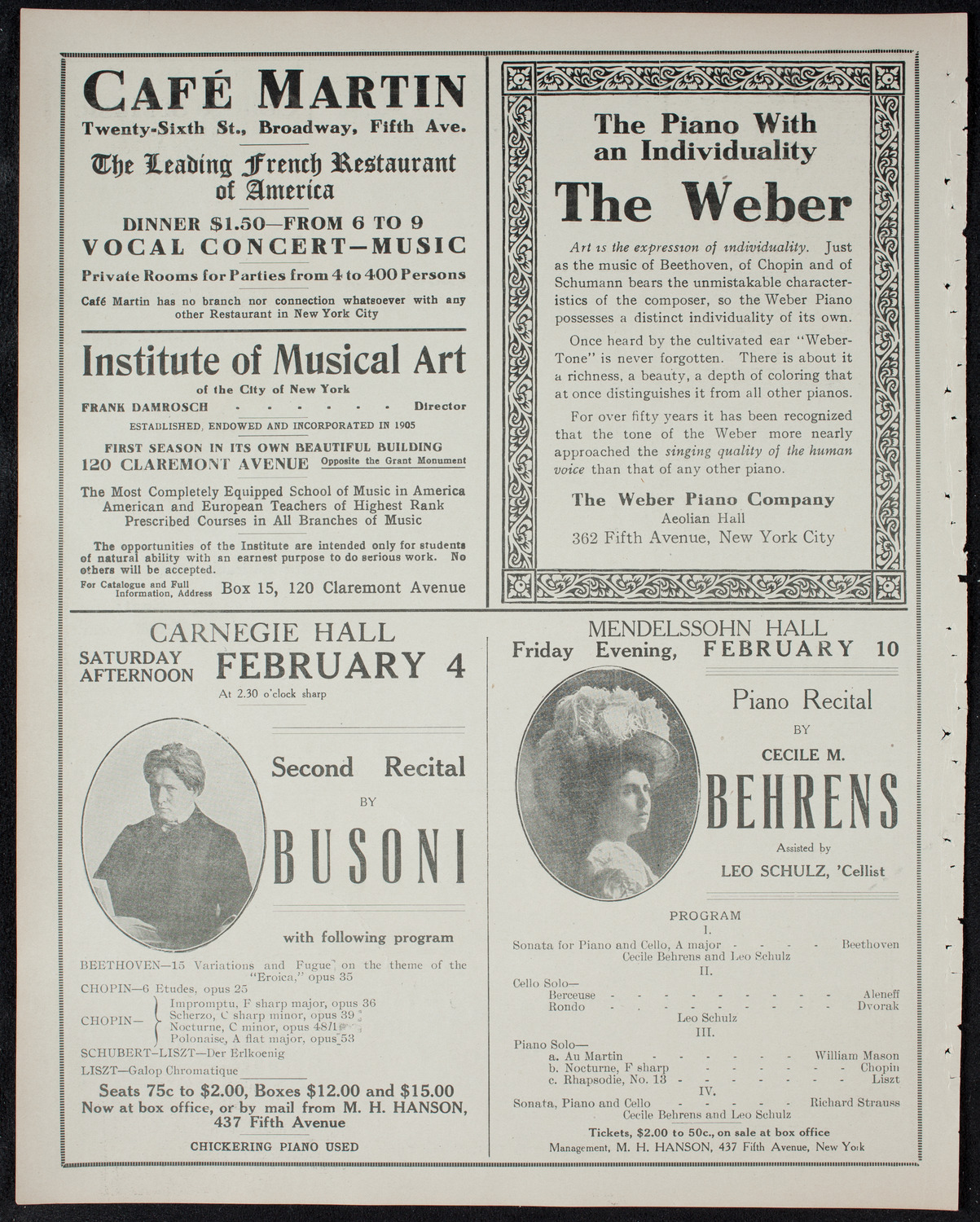 New York Philharmonic, January 31, 1911, program page 6