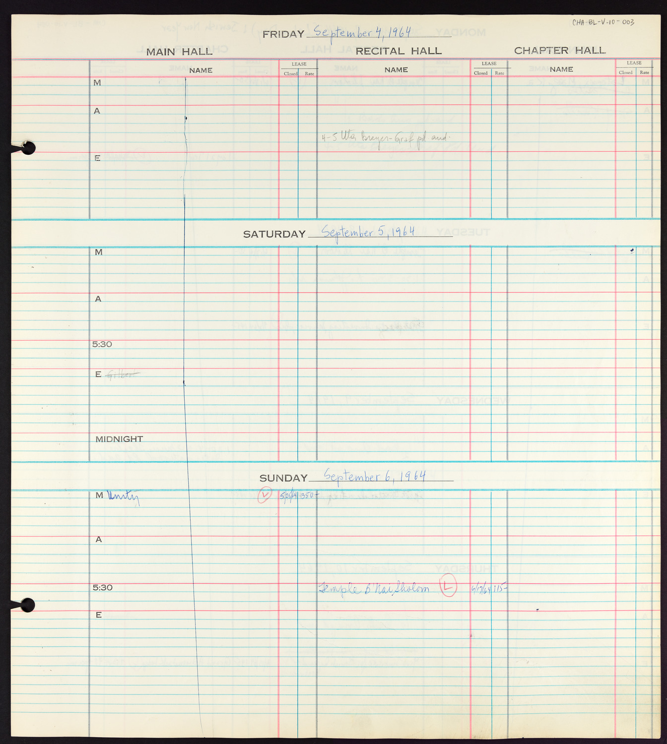 Carnegie Hall Booking Ledger, volume 10, page 3