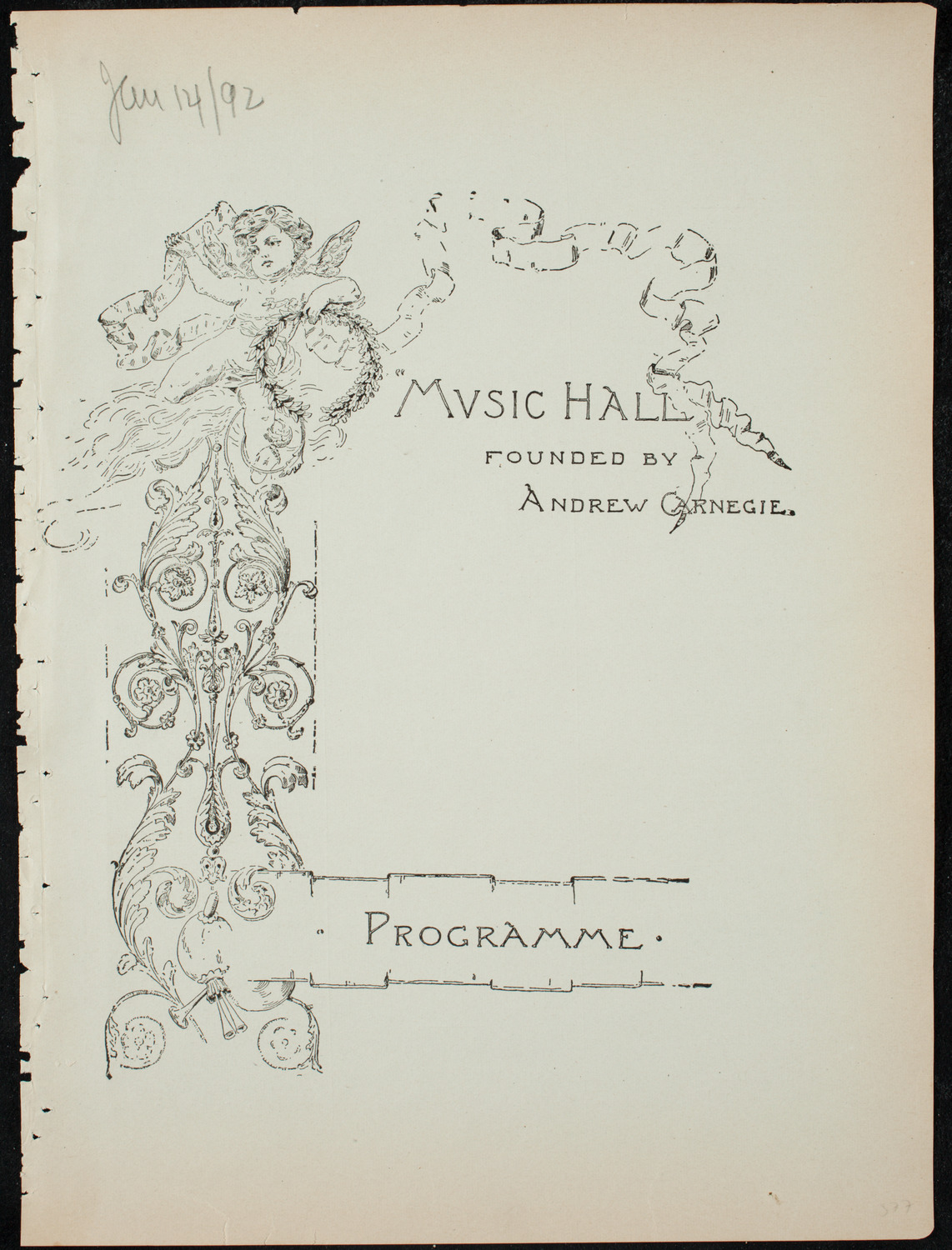 Cappa's Seventh Regiment Band, January 14, 1892, program page 1