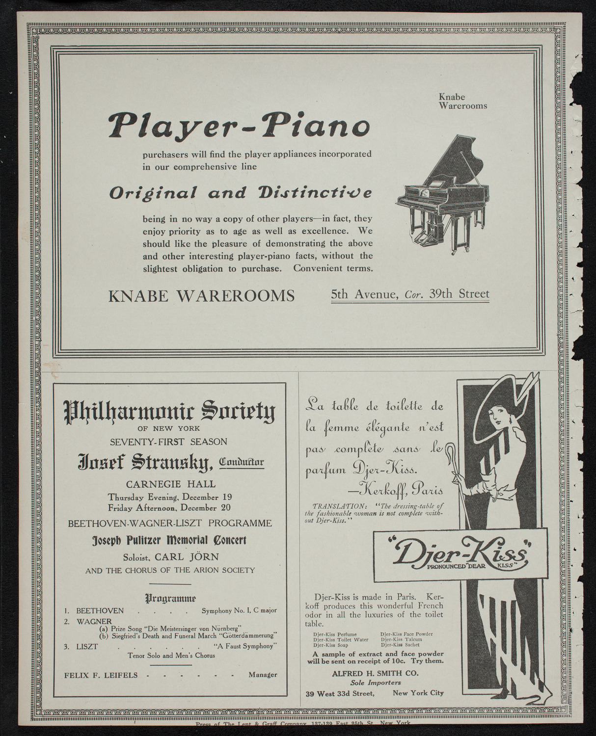New York Philharmonic, December 13, 1912, program page 12