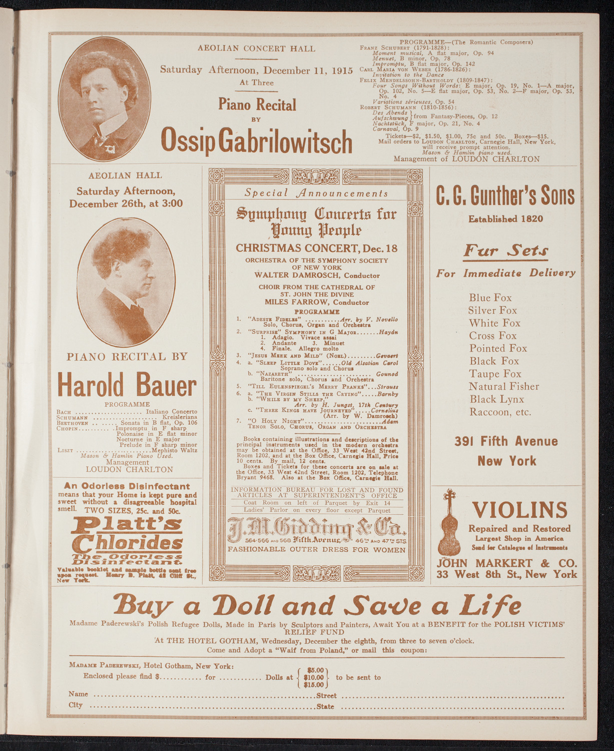 Ignacy Jan Paderewski, Piano, December 7, 1915, program page 9