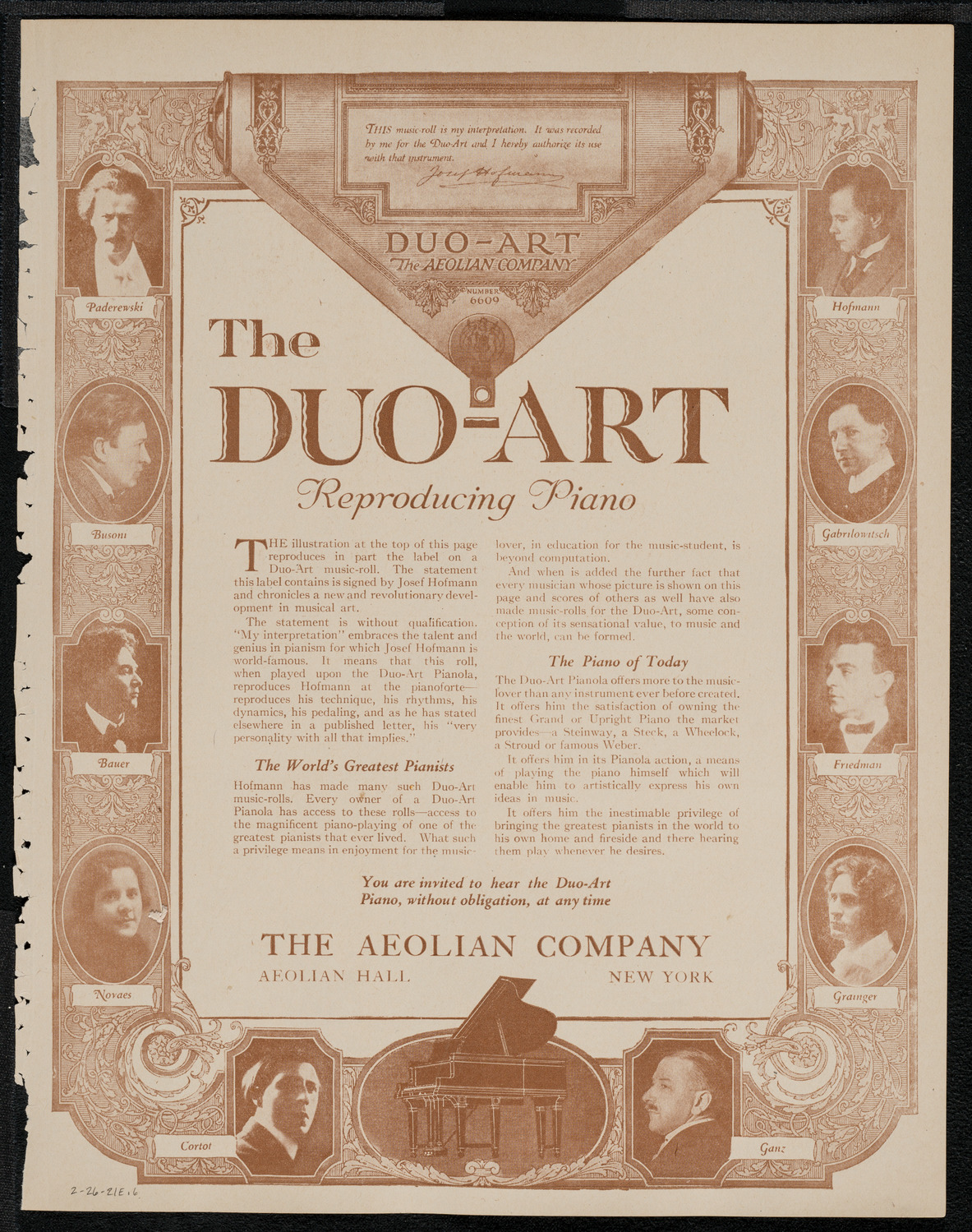 National Symphony Orchestra, February 26, 1921, program page 11