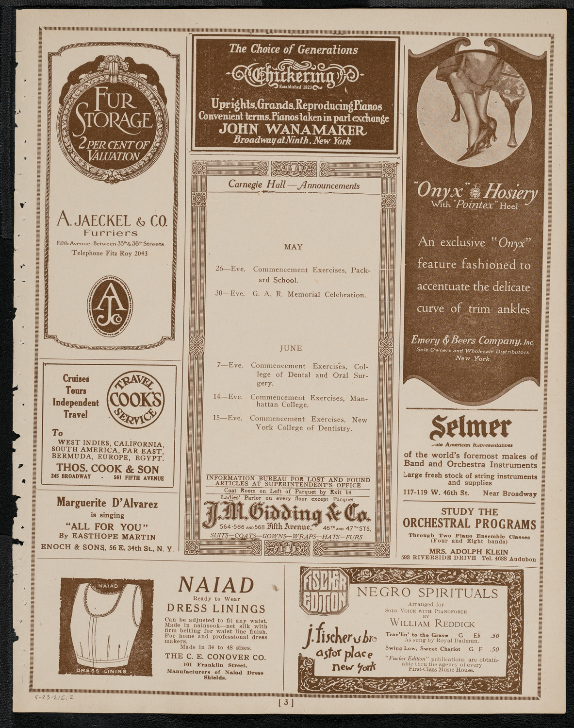 St. Mark's Methodist Episcopal Choir, May 23, 1921, program page 3