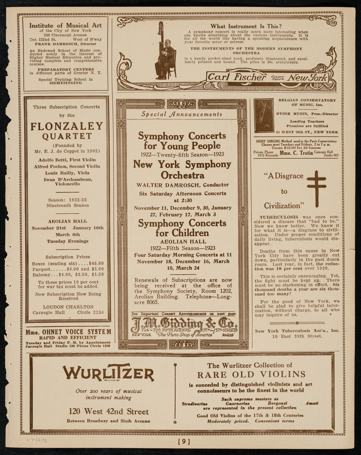 Benefit: Mendel Beilis Fund, June 3, 1922, program page 9