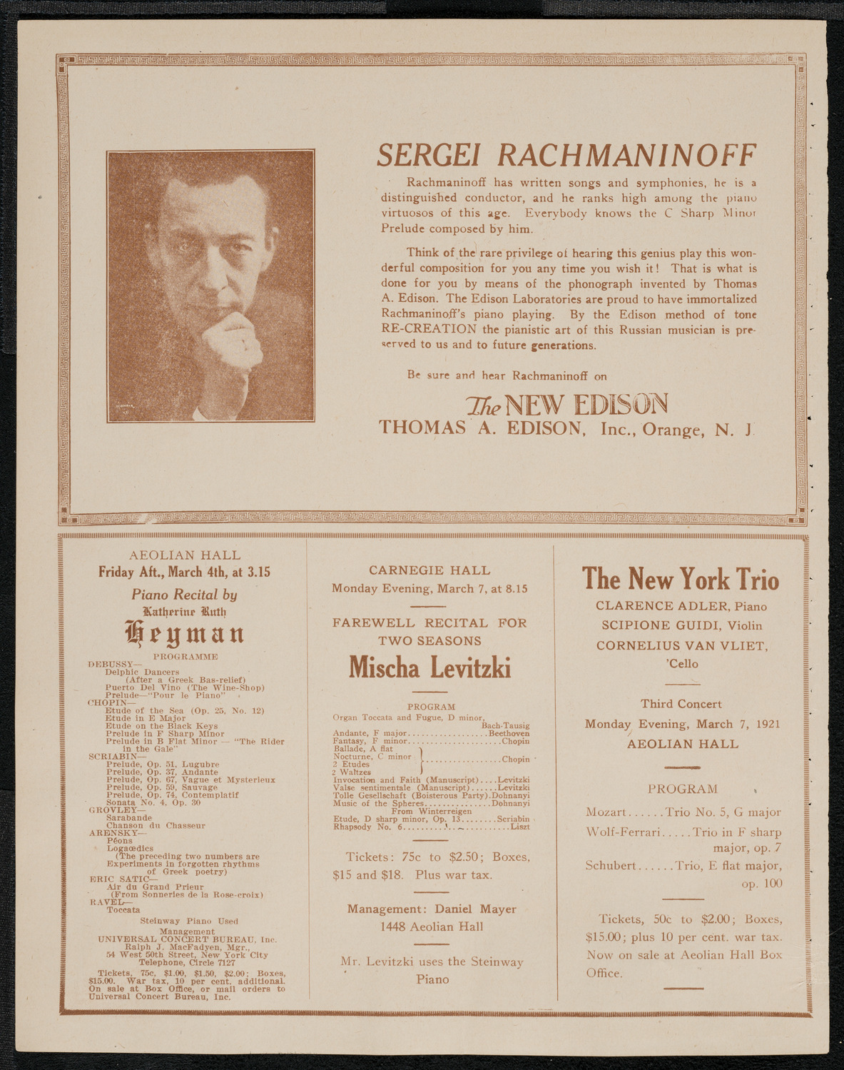Issay Mitnitzky, Violin, February 23, 1921, program page 2
