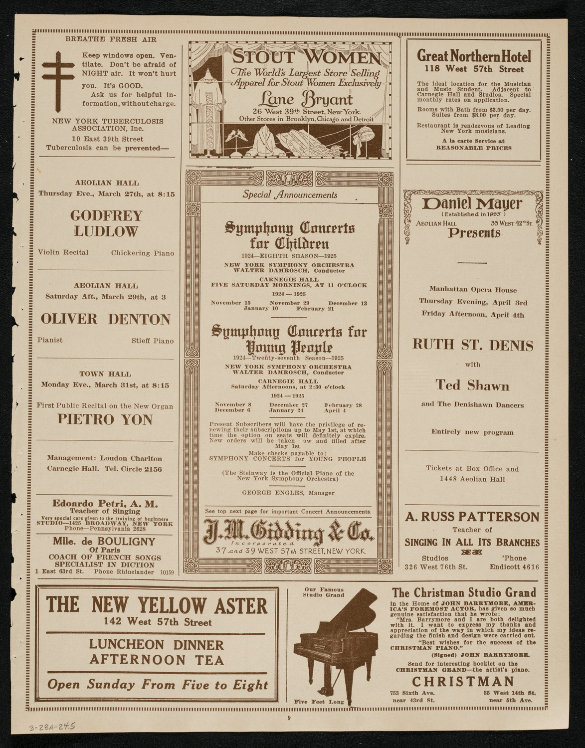 New York Philharmonic, March 28, 1924, program page 9