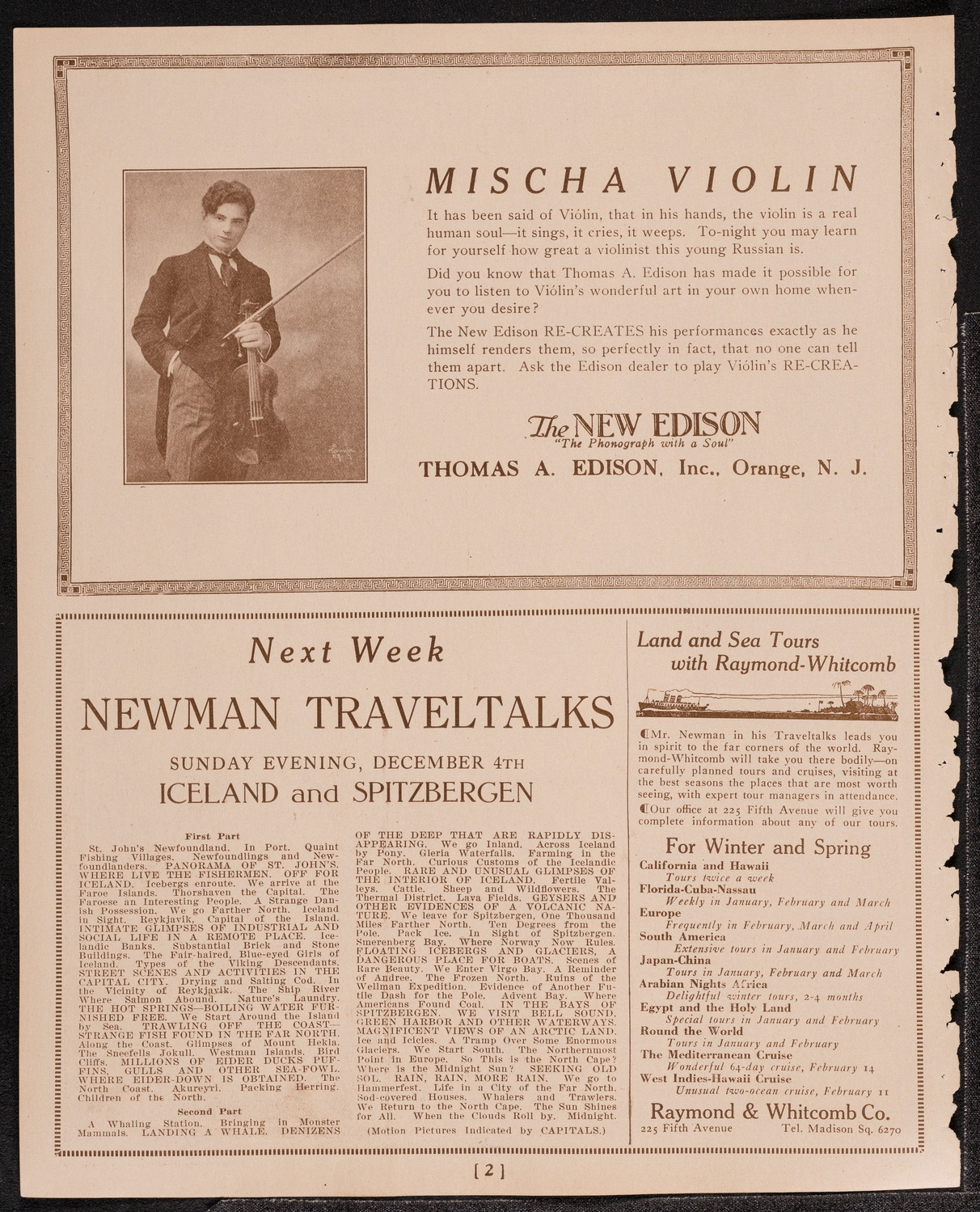 Newman Traveltalks: The Canadian Rockies, November 27, 1921, program page 2