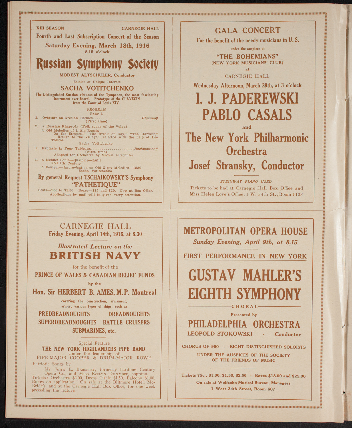Boston Symphony Orchestra, March 16, 1916, program page 10