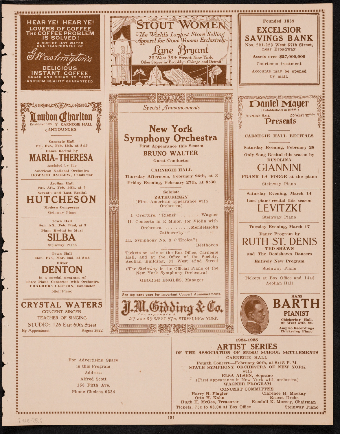 State Symphony Orchestra of New York, February 11, 1925, program page 7