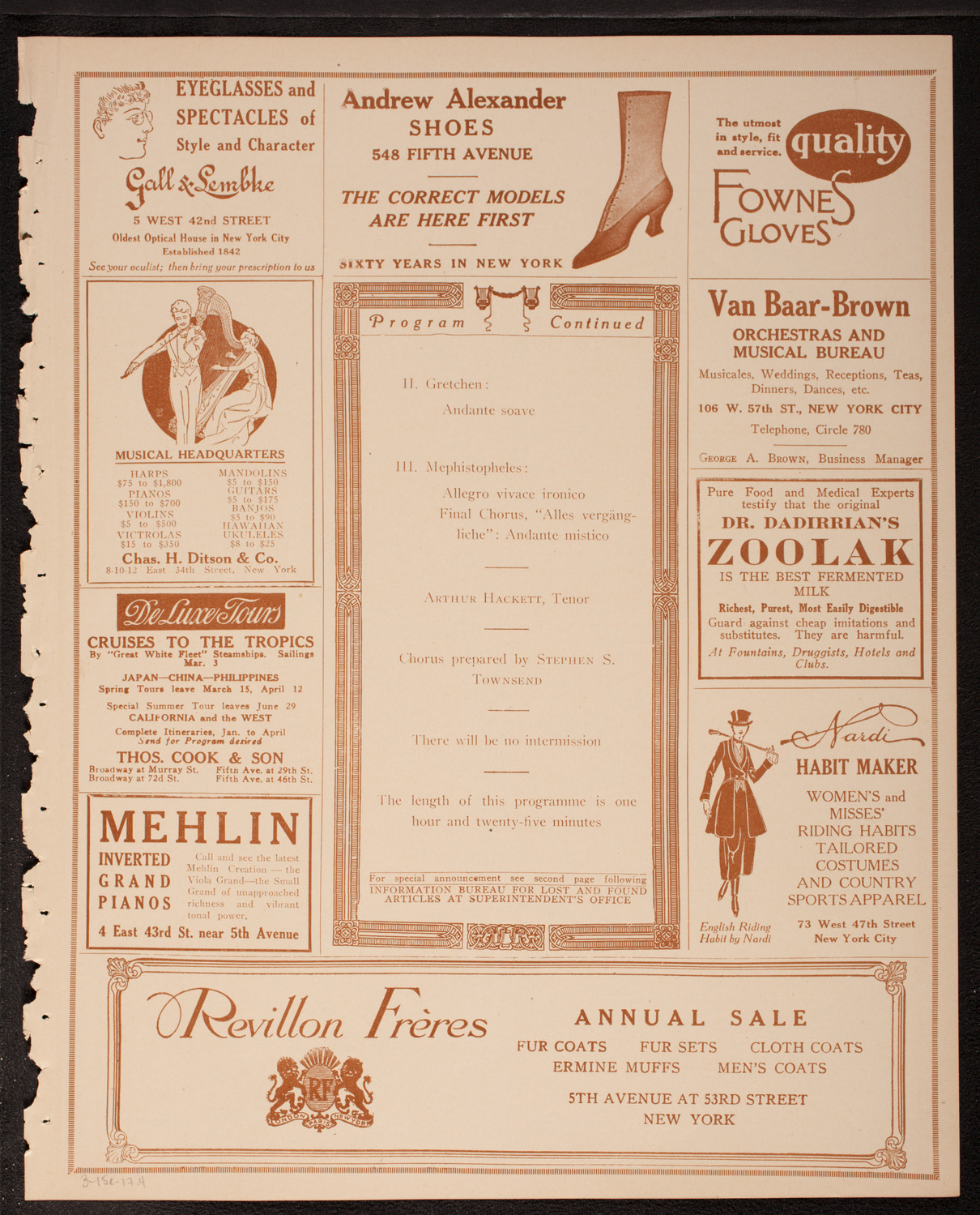 Boston Symphony Orchestra, March 15, 1917, program page 7