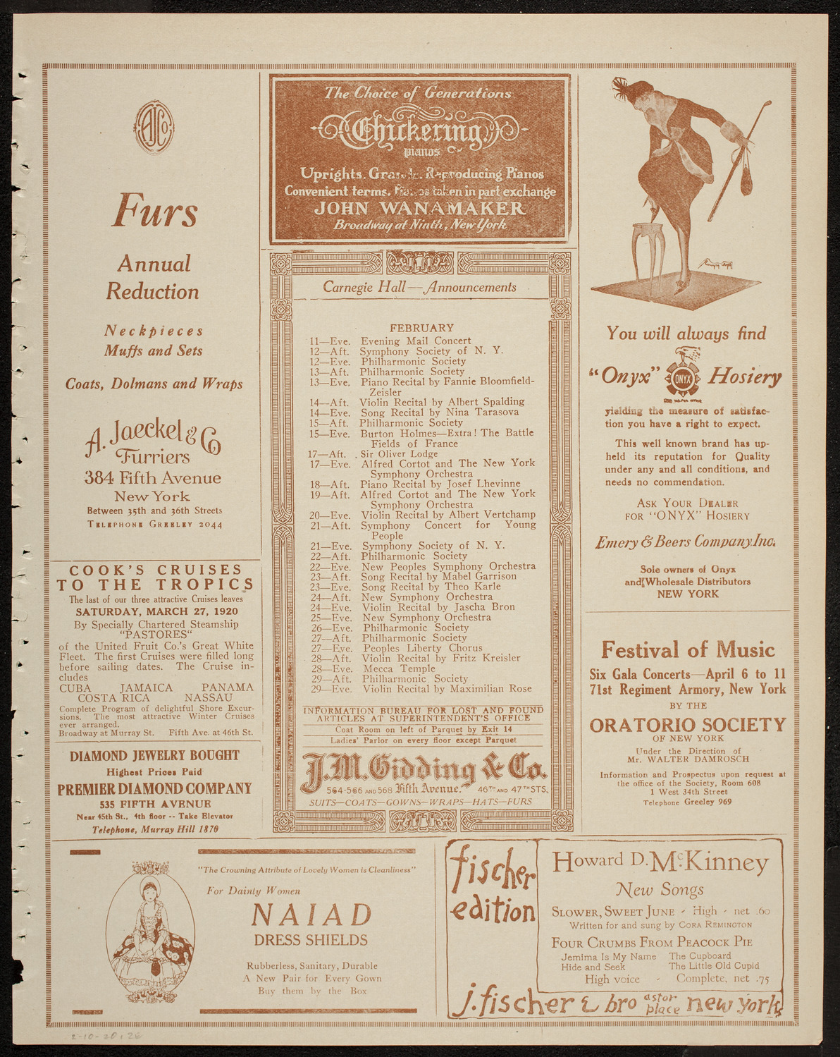 Philadelphia Orchestra, February 10, 1920, program page 3