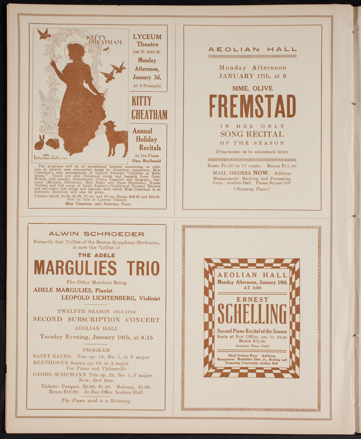 Fritz Kreisler, Violin, January 1, 1916, program page 10
