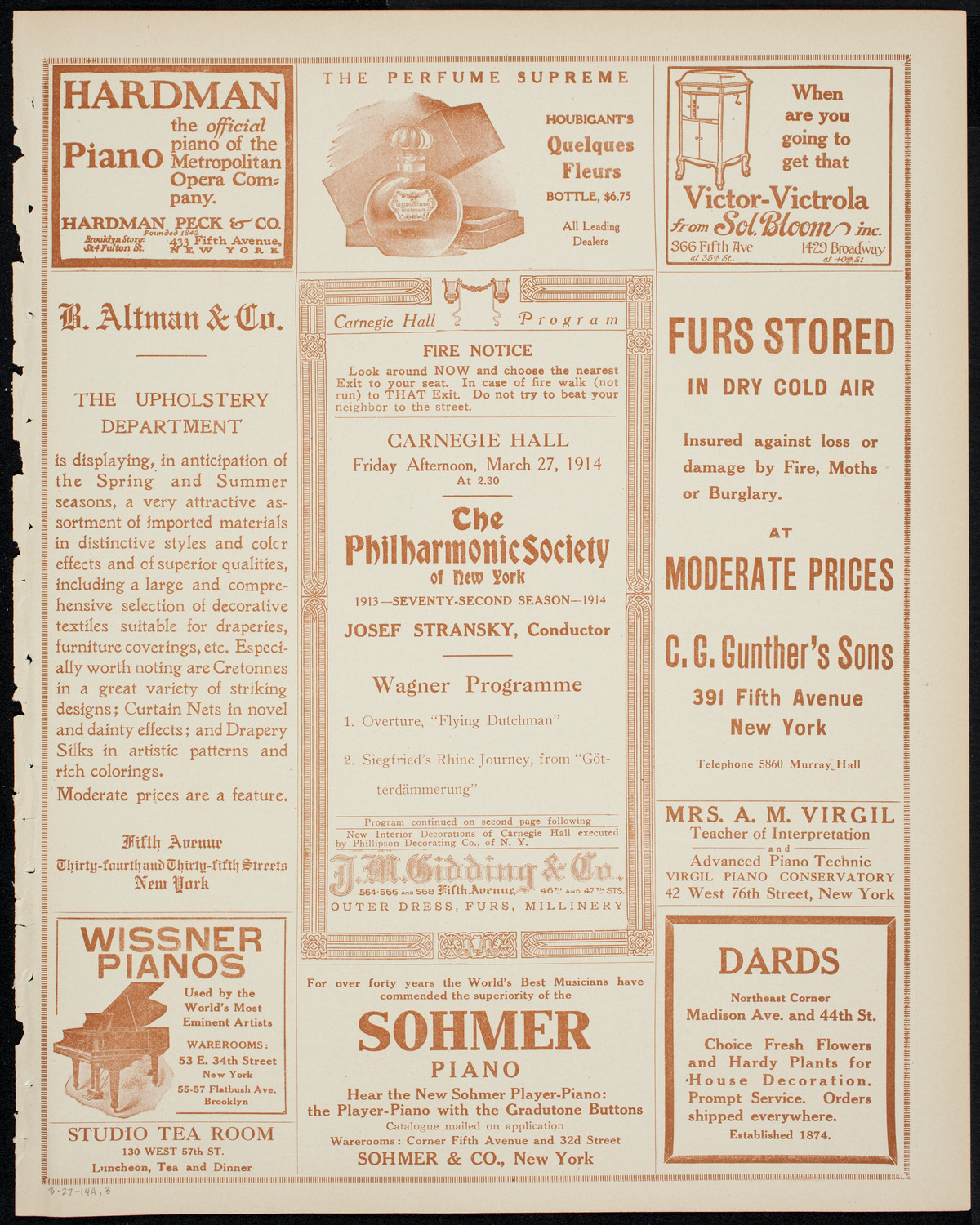 New York Philharmonic, March 27, 1914, program page 5