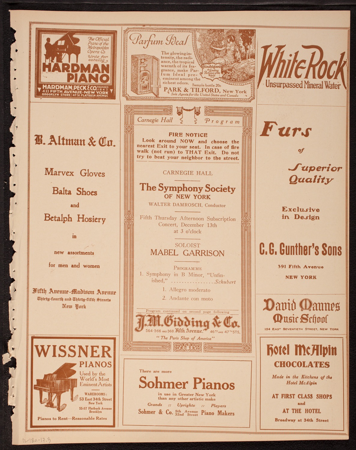 New York Symphony Orchestra, December 13, 1917, program page 5