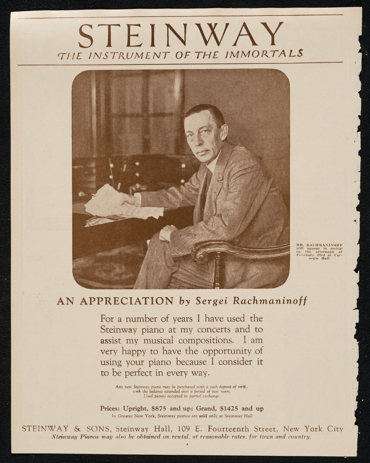 New York Philharmonic, February 21, 1924, program page 4