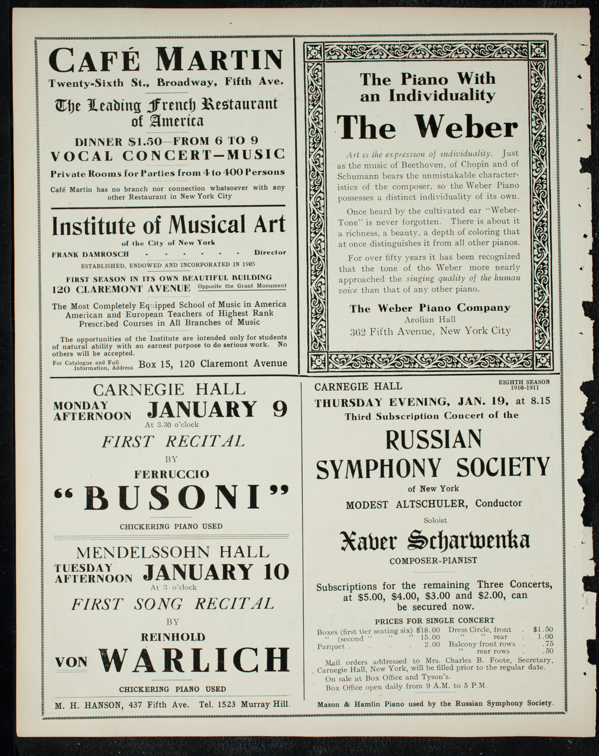 Great Imperial Russian Court Balalaika Orchestra, December 3, 1910, program page 6