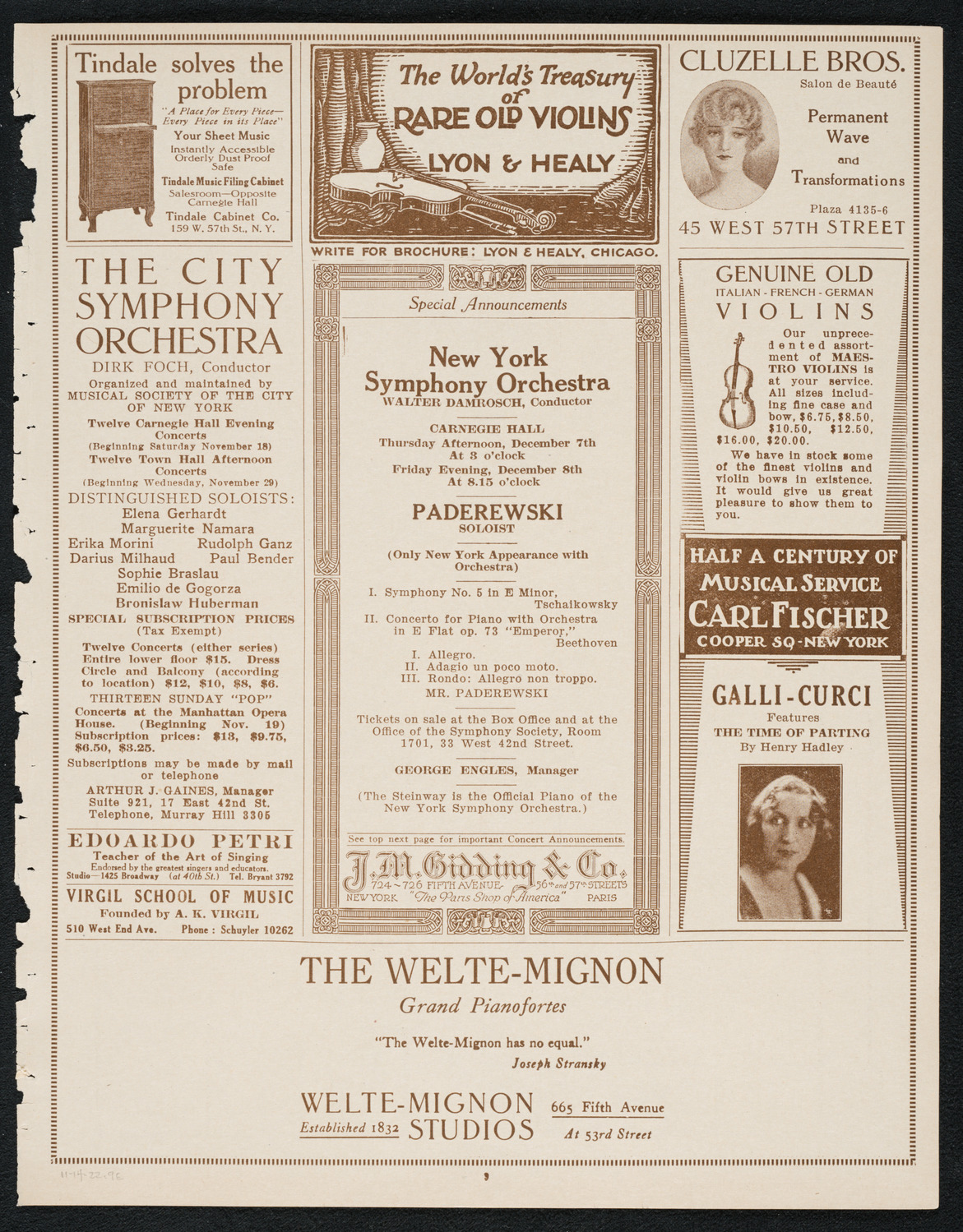 Isadora Duncan, Dancer, with Russian Symphony Orchestra, November 14, 1922, program page 9