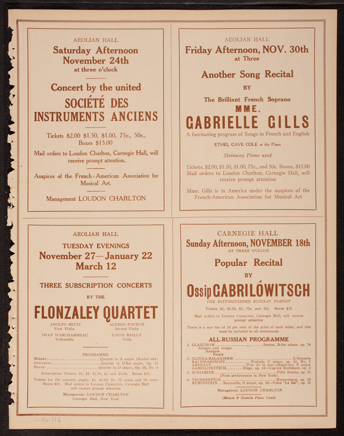 New York Symphony Orchestra, November 15, 1917, program page 11