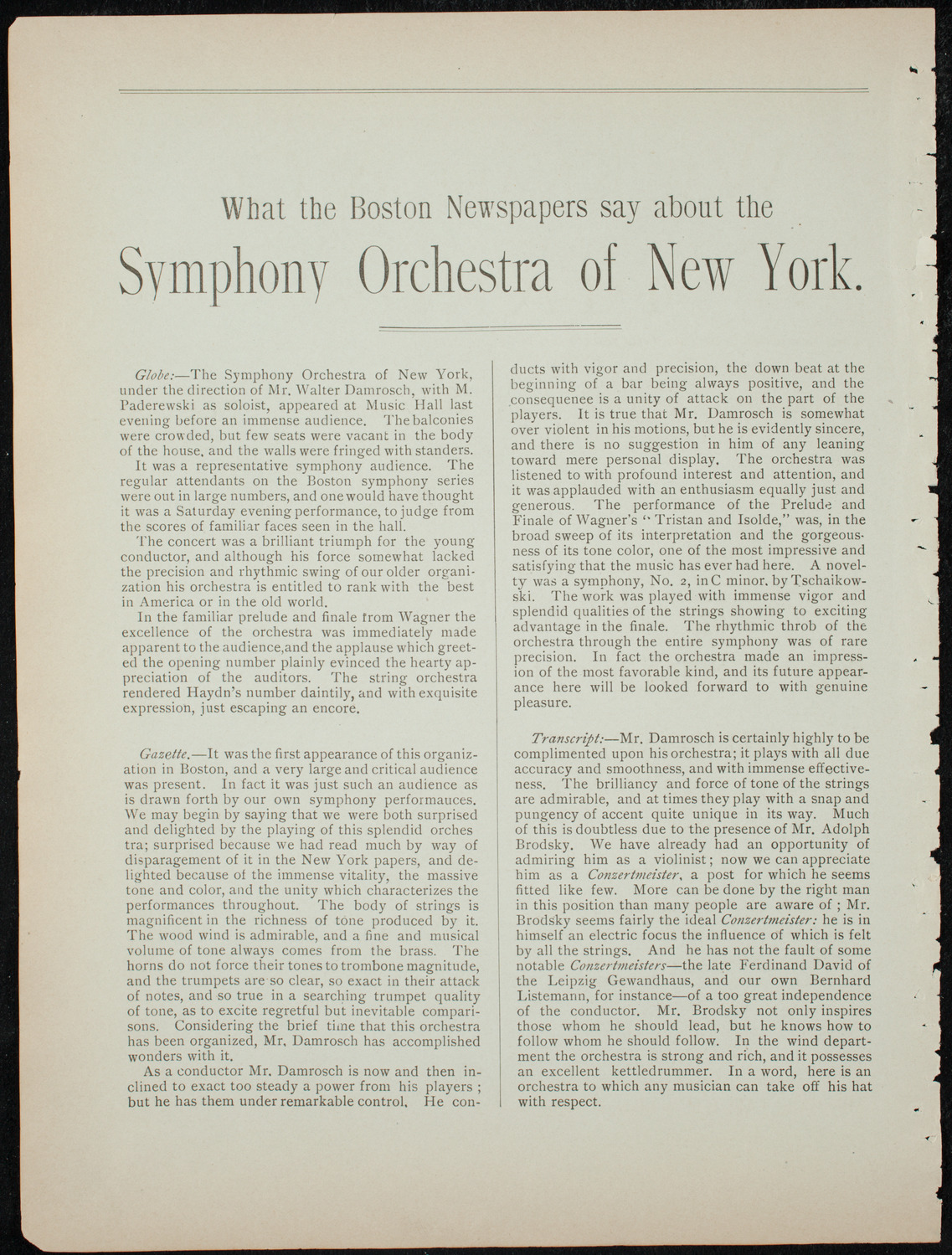 Beethoven String Quartet, January 14, 1892, program page 2