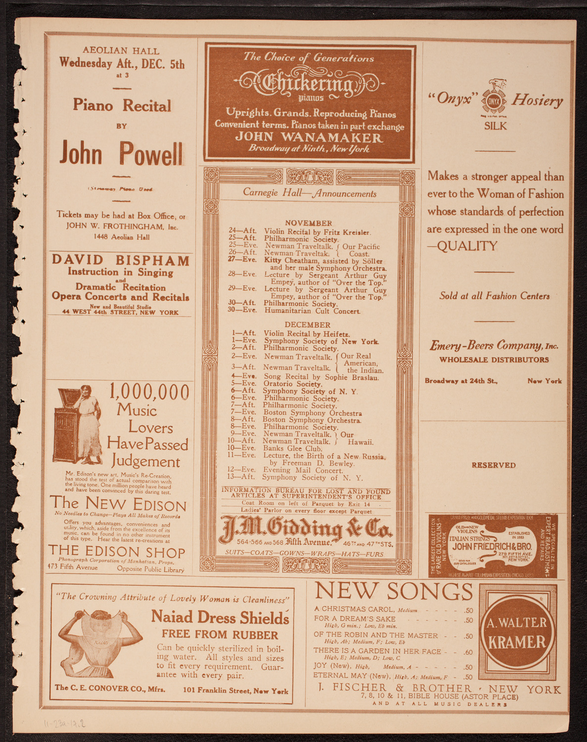 New York Philharmonic, November 23, 1917, program page 3