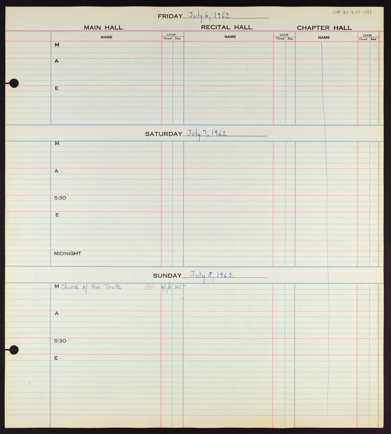 Carnegie Hall Booking Ledger, volume 7, page 93