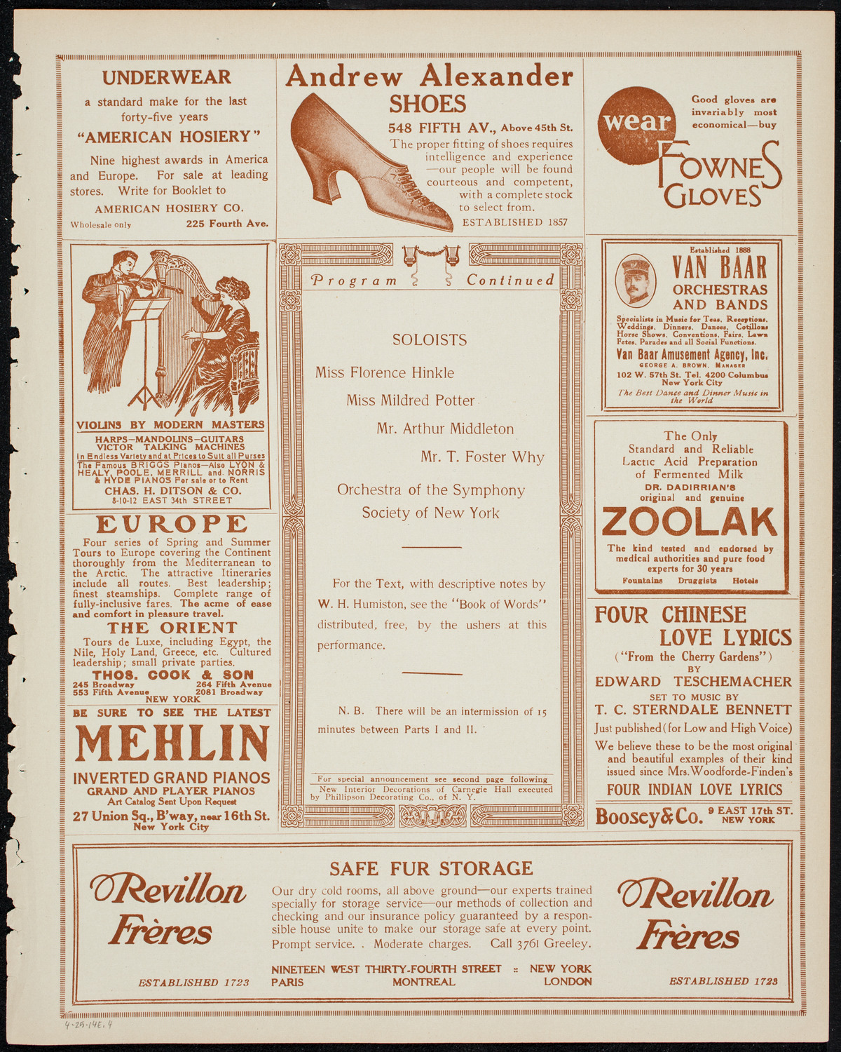 Oratorio Society of New York, April 25, 1914, program page 7