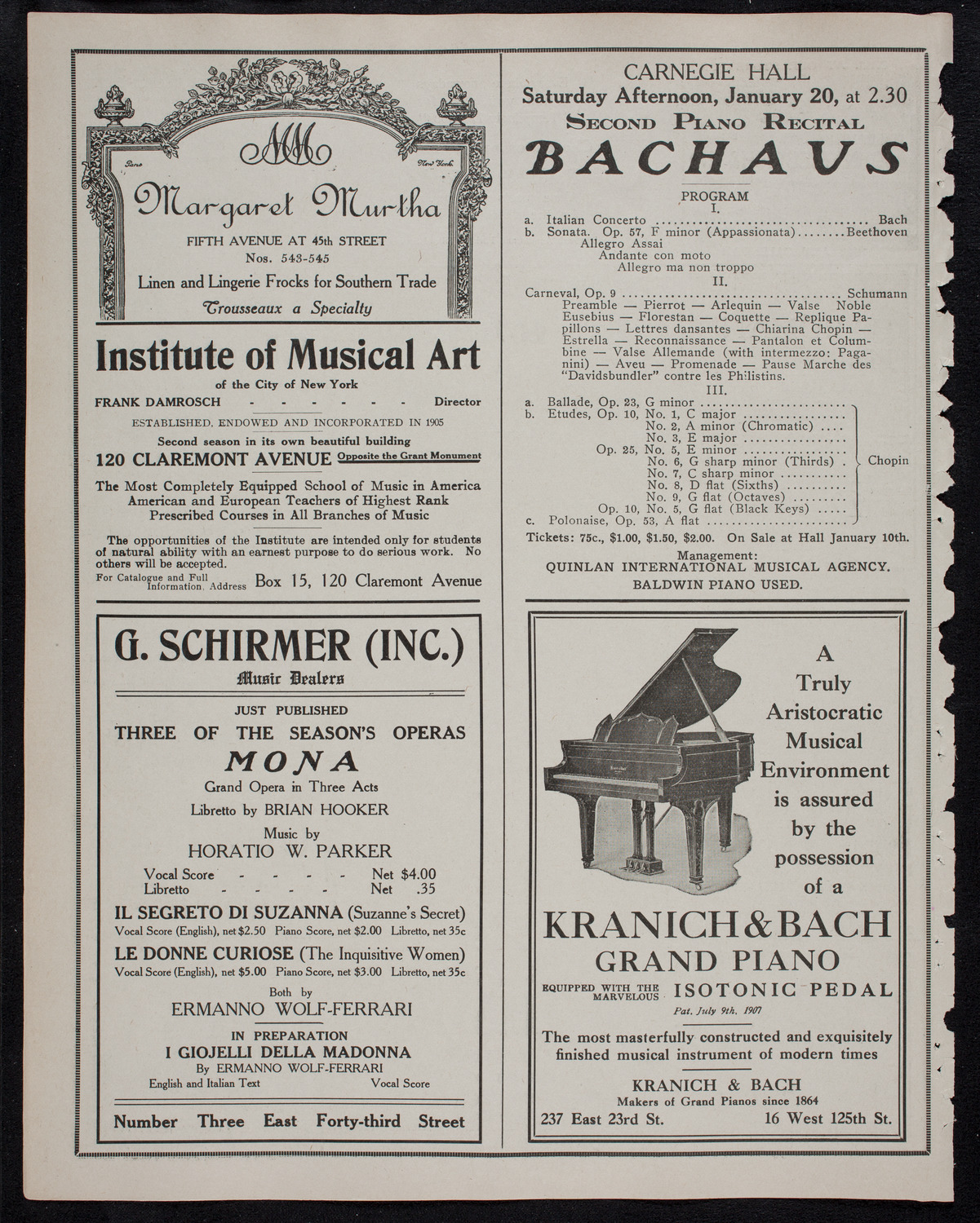 New York Philharmonic, January 18, 1912, program page 6