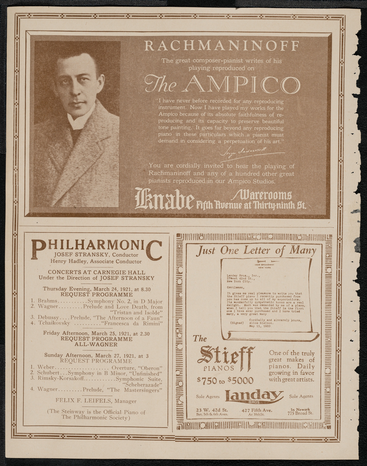 National Symphony Orchestra, March 15, 1921, program page 12