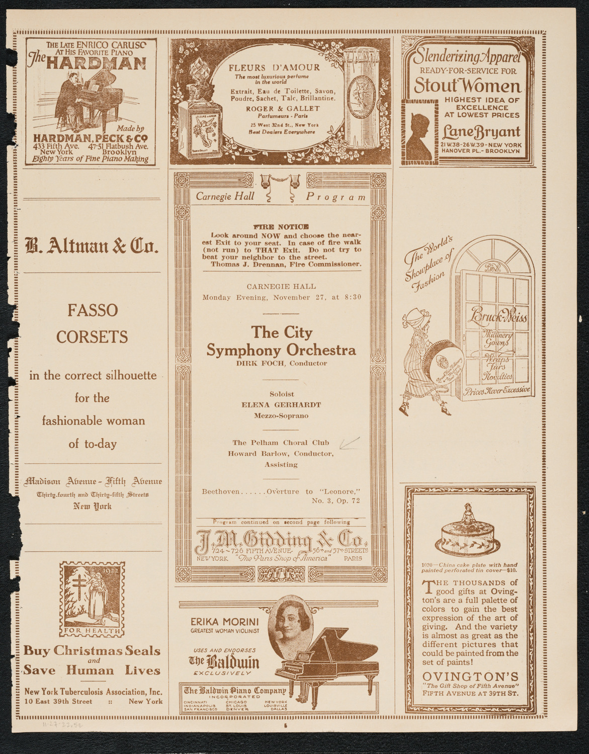 City Symphony Orchestra, November 27, 1922, program page 5