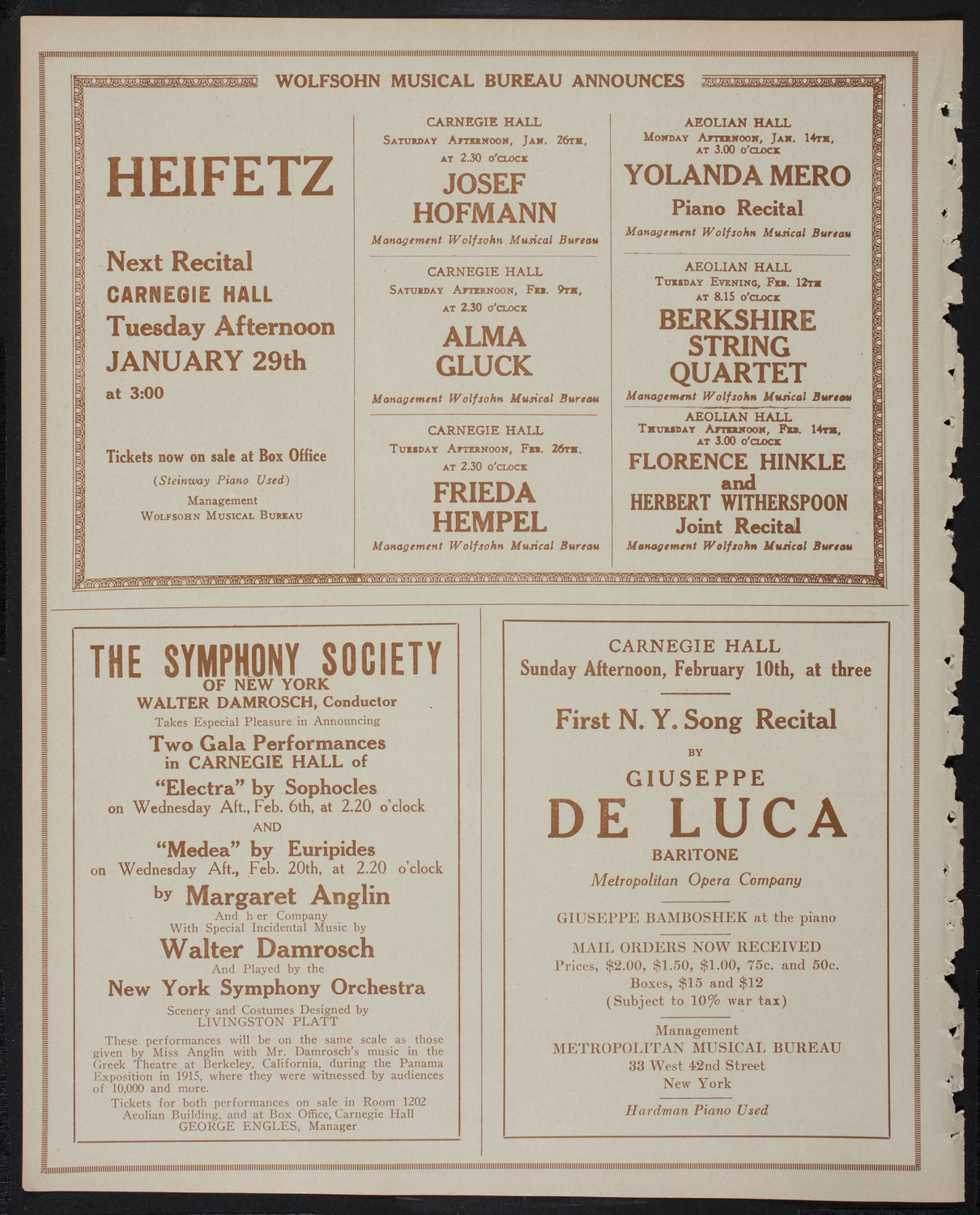 German Press Club Concert, January 16, 1918, program page 8