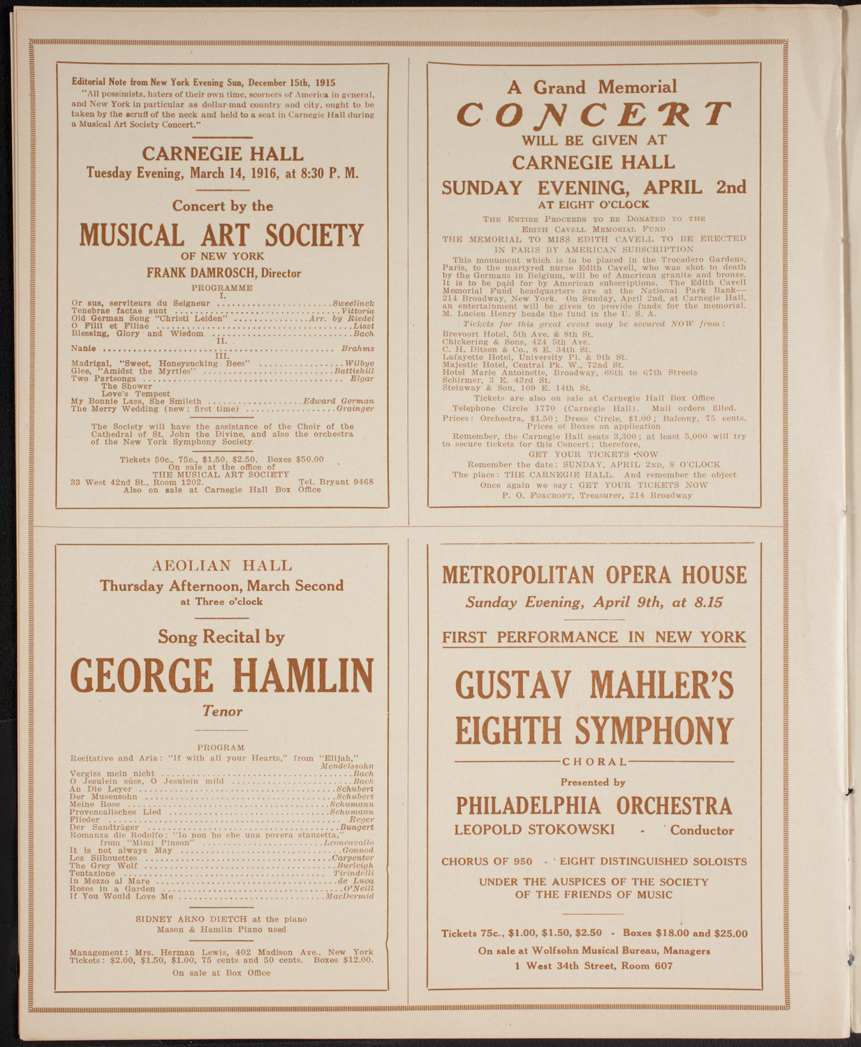 Patriotic Rally for National Defense, February 23, 1916, program page 10