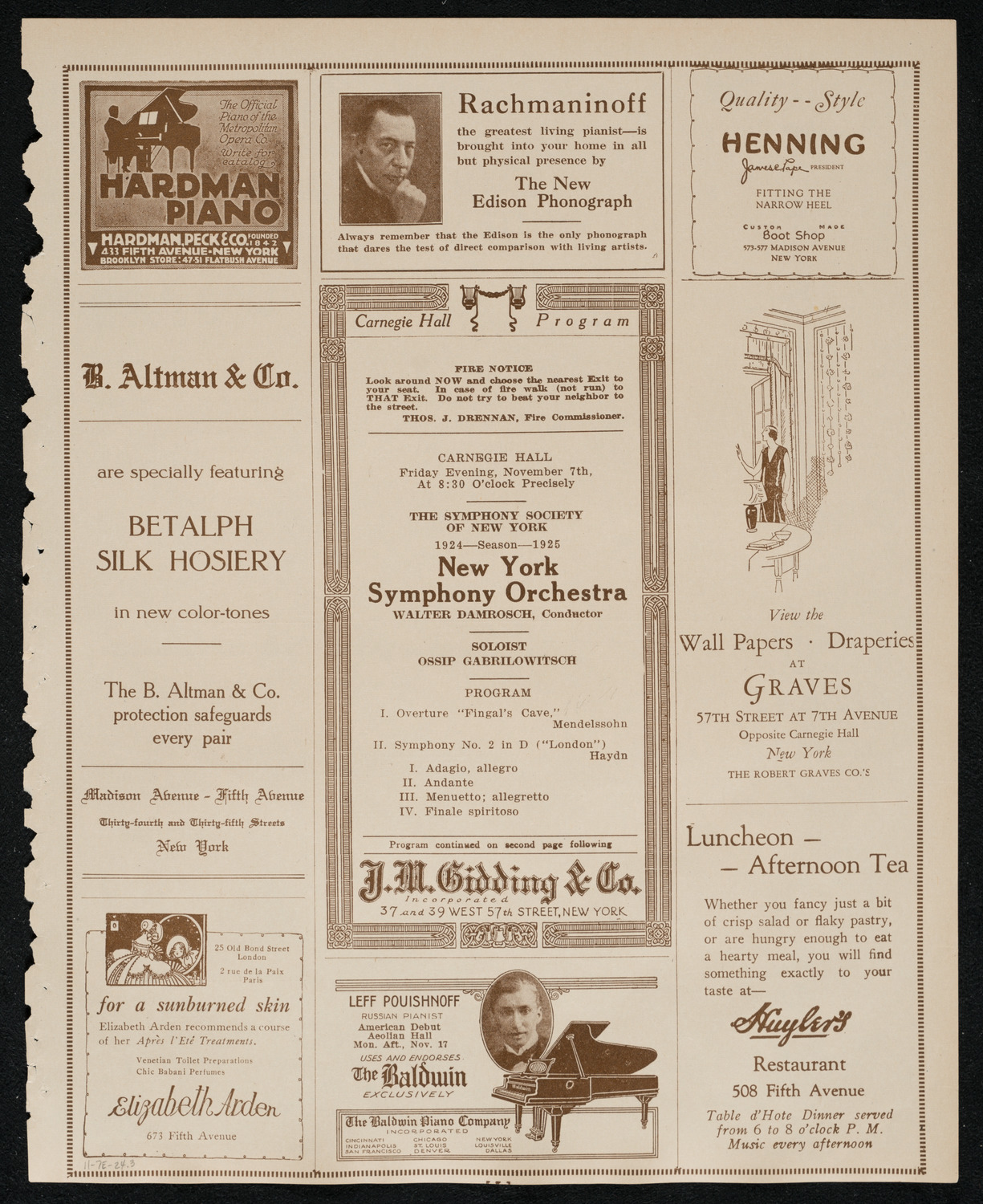 New York Symphony Orchestra, November 7, 1924, program page 5