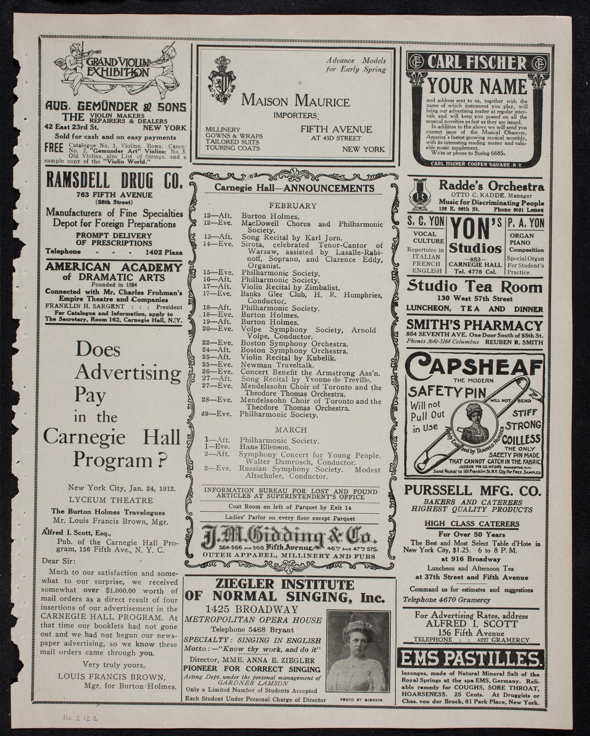 Burton Holmes Travelogue: Rio de Janeiro, February 11, 1912, program page 3