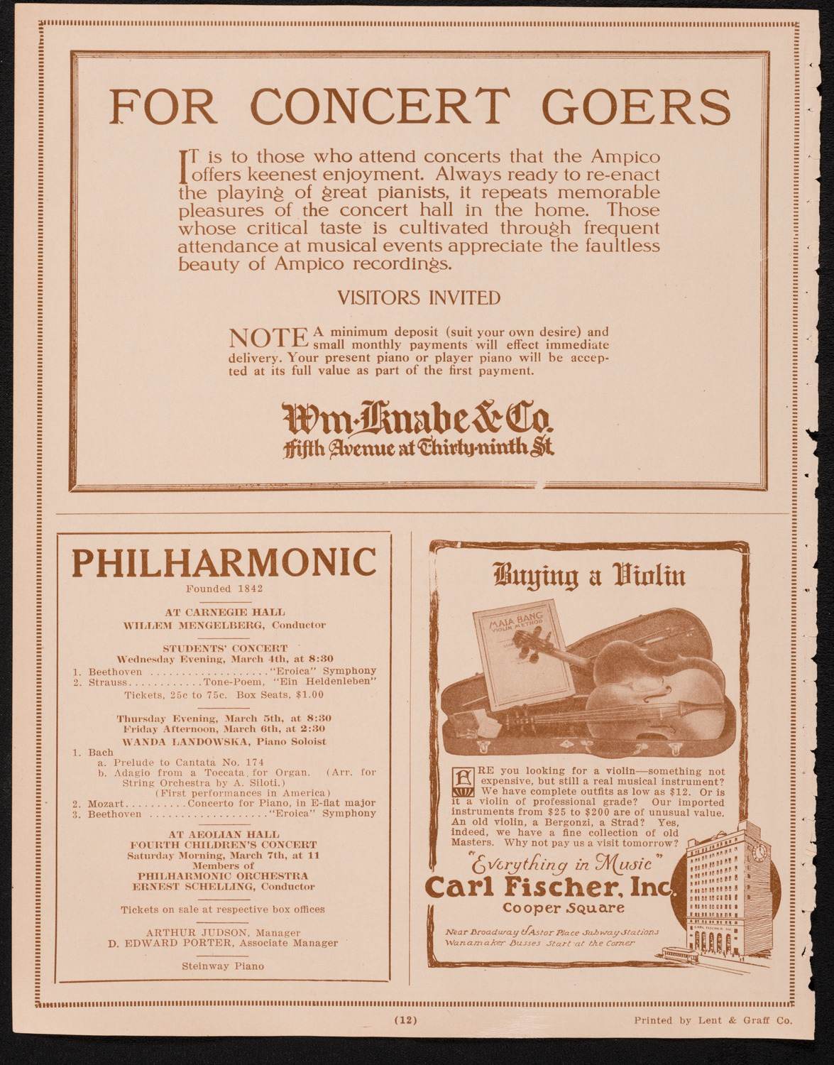 New York Philharmonic, February 26, 1925, program page 12