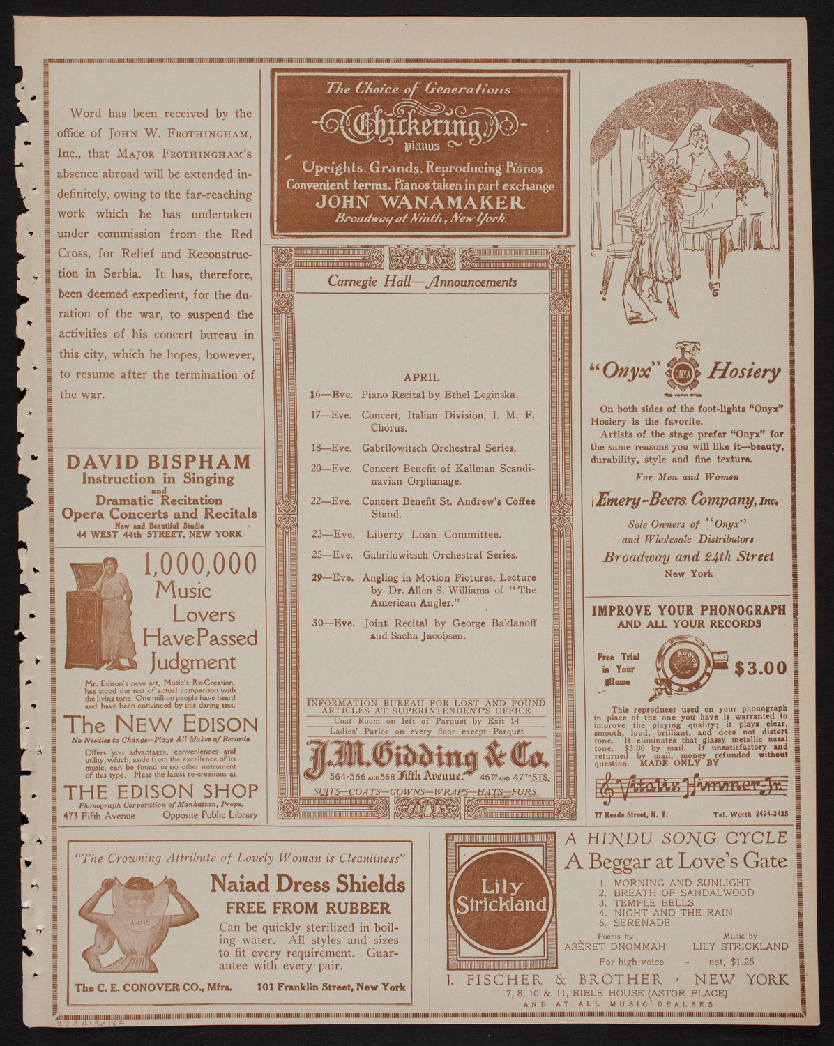 New York Banks' Glee Club, April 15, 1918, program page 3
