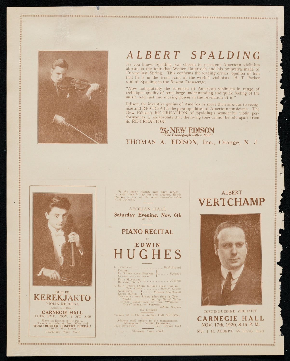 National Symphony Orchestra, October 26, 1920, program page 2