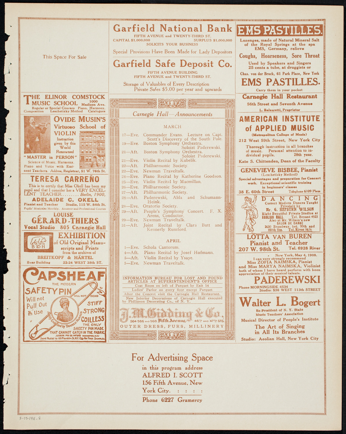 Newman Traveltalks: Paris, March 15, 1914, program page 3