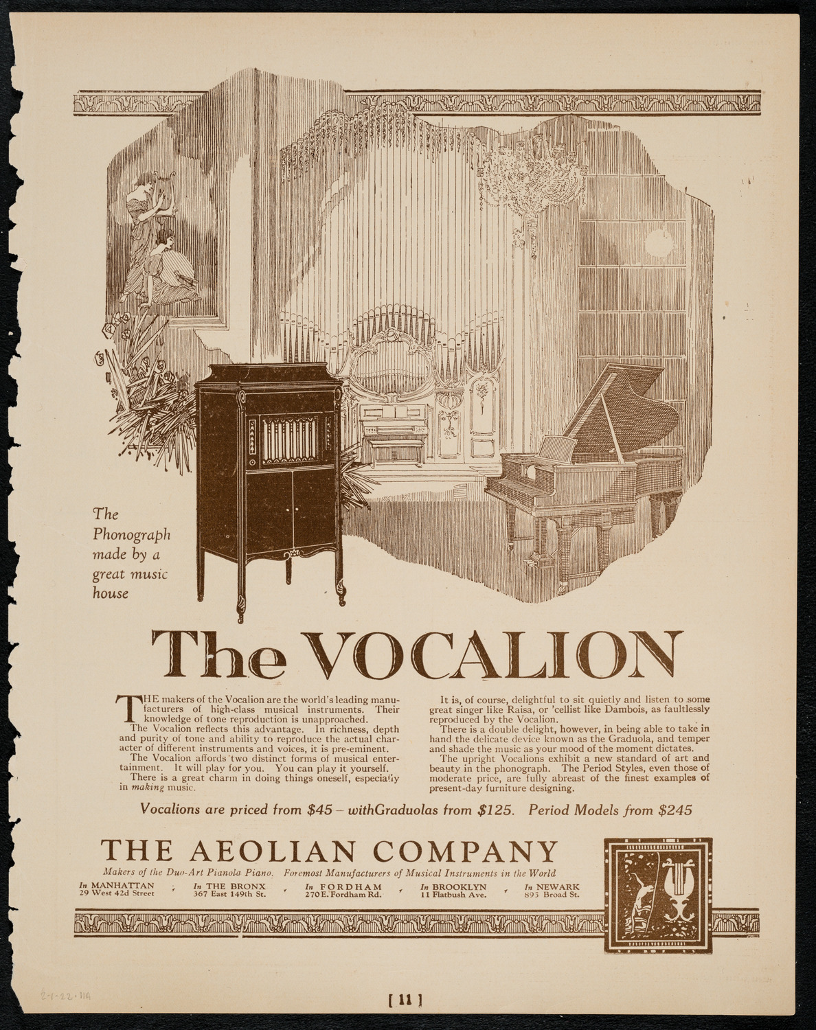 Society of the Friends of Music, February 1, 1922, program page 11