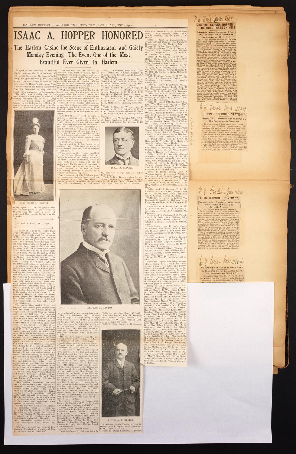 Isaac Hopper Scrapbook, page 164-165: 1904