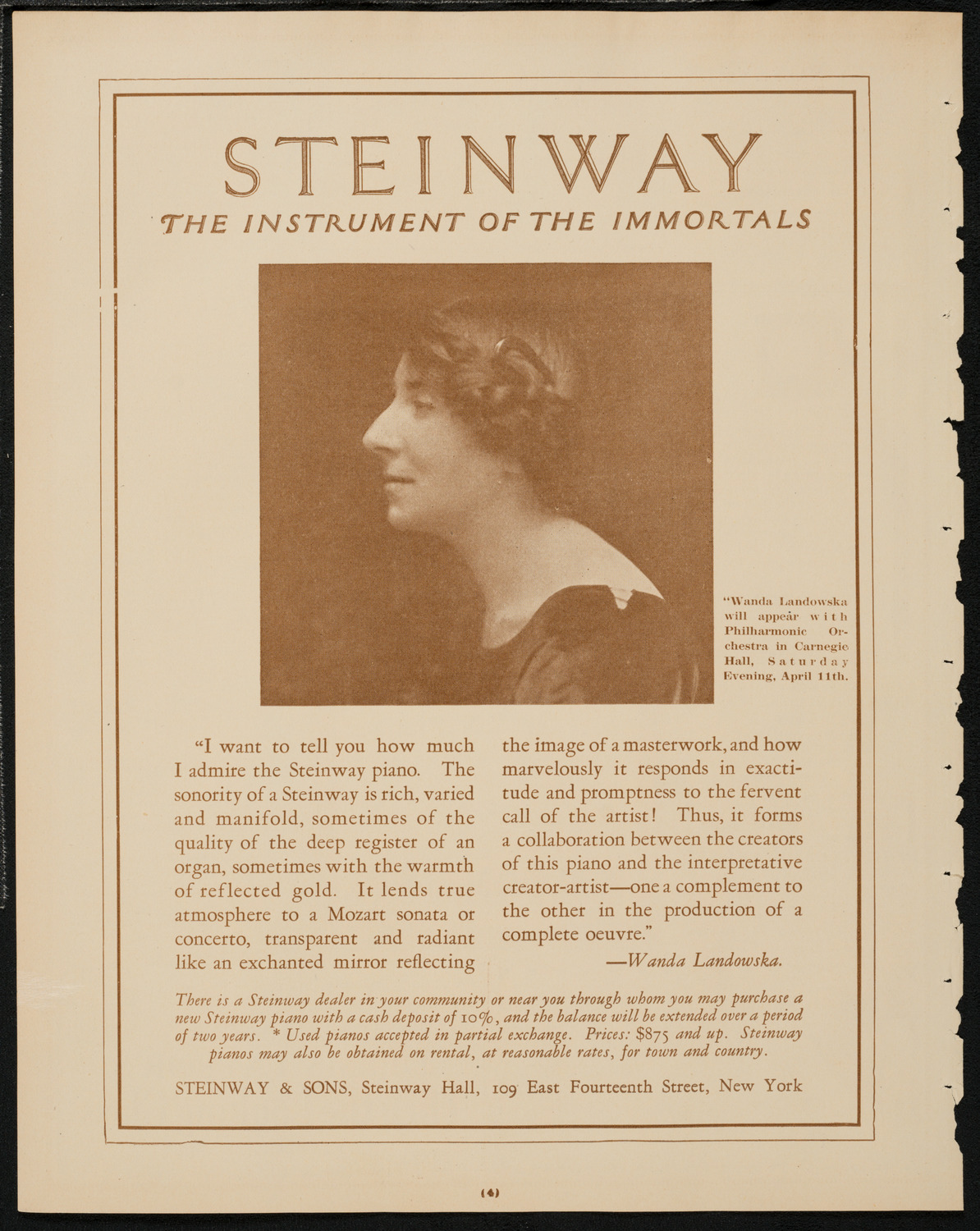 Boston Symphony Orchestra, April 9, 1925, program page 4