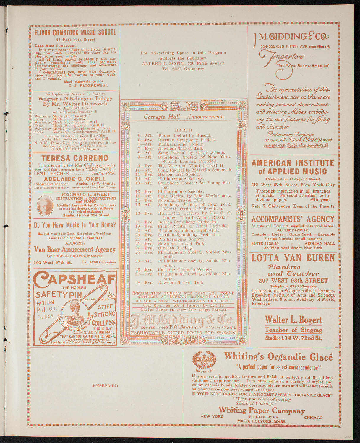 New York Philharmonic, March 5, 1915, program page 3