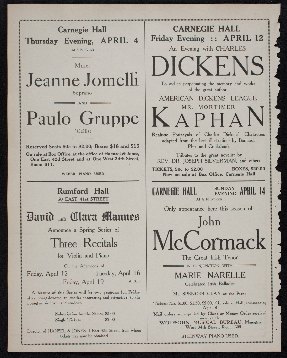 Johanna Gadski, Soprano, with the Arion Society, Liederkranz, and Volpe Symphony Society, March 24, 1912, program page 10