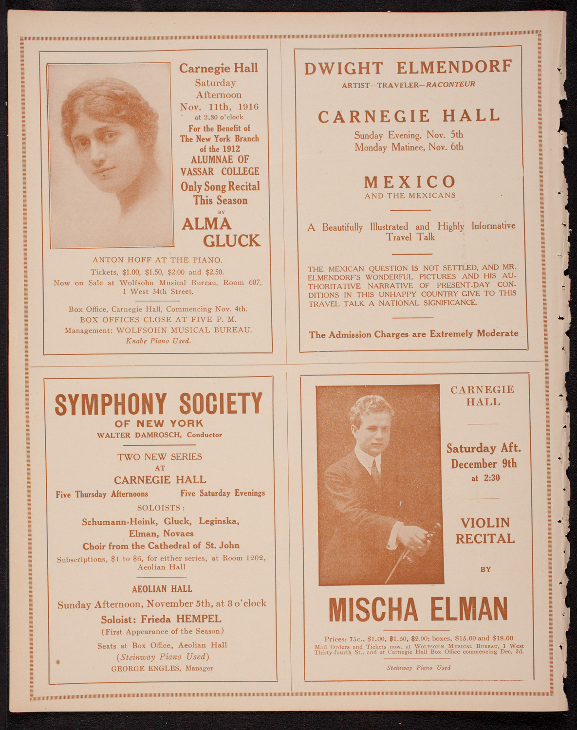 Francis MacMillen, Violin, October 28, 1916, program page 8