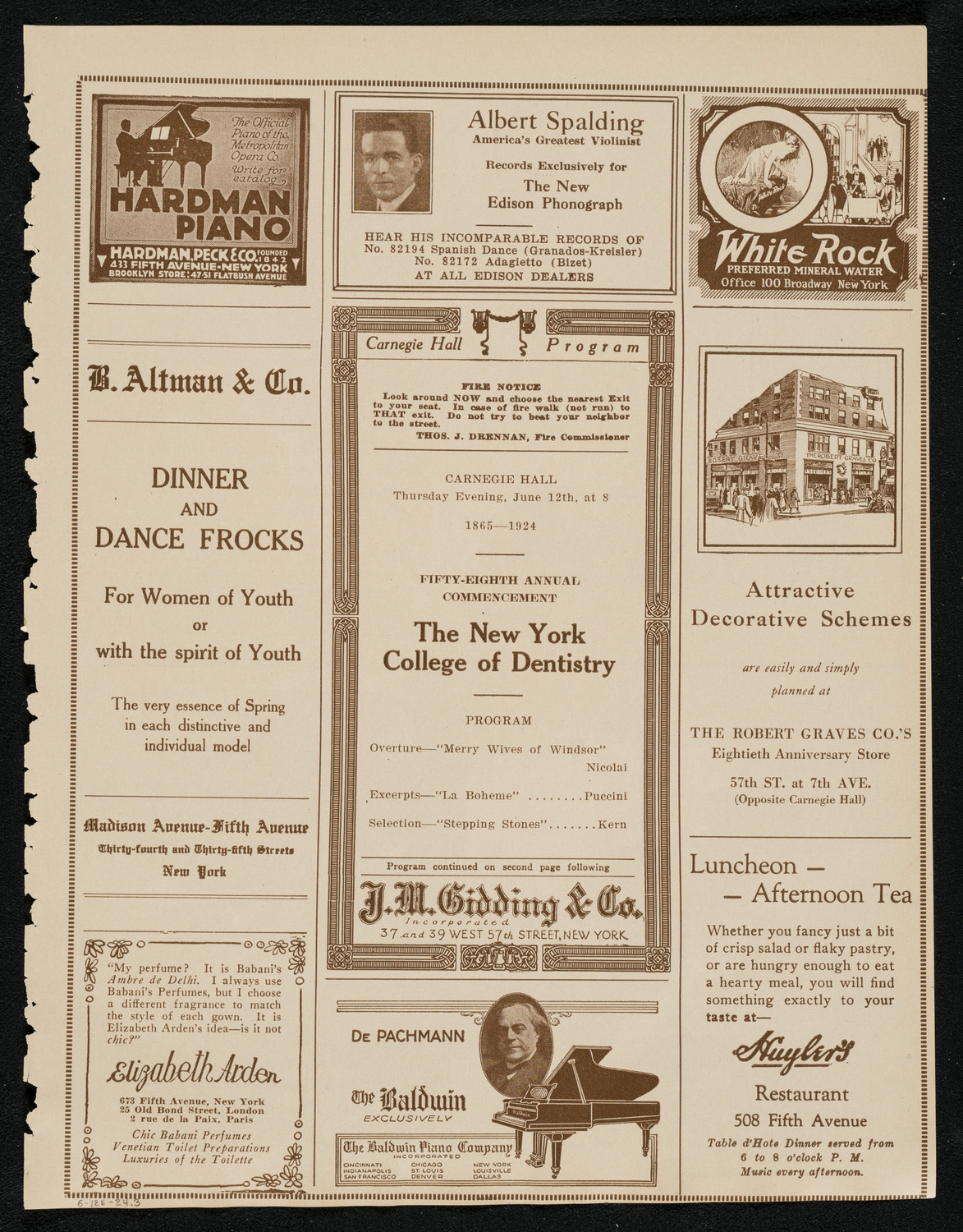 Graduation: New York College of Dentistry, June 12, 1924, program page 5